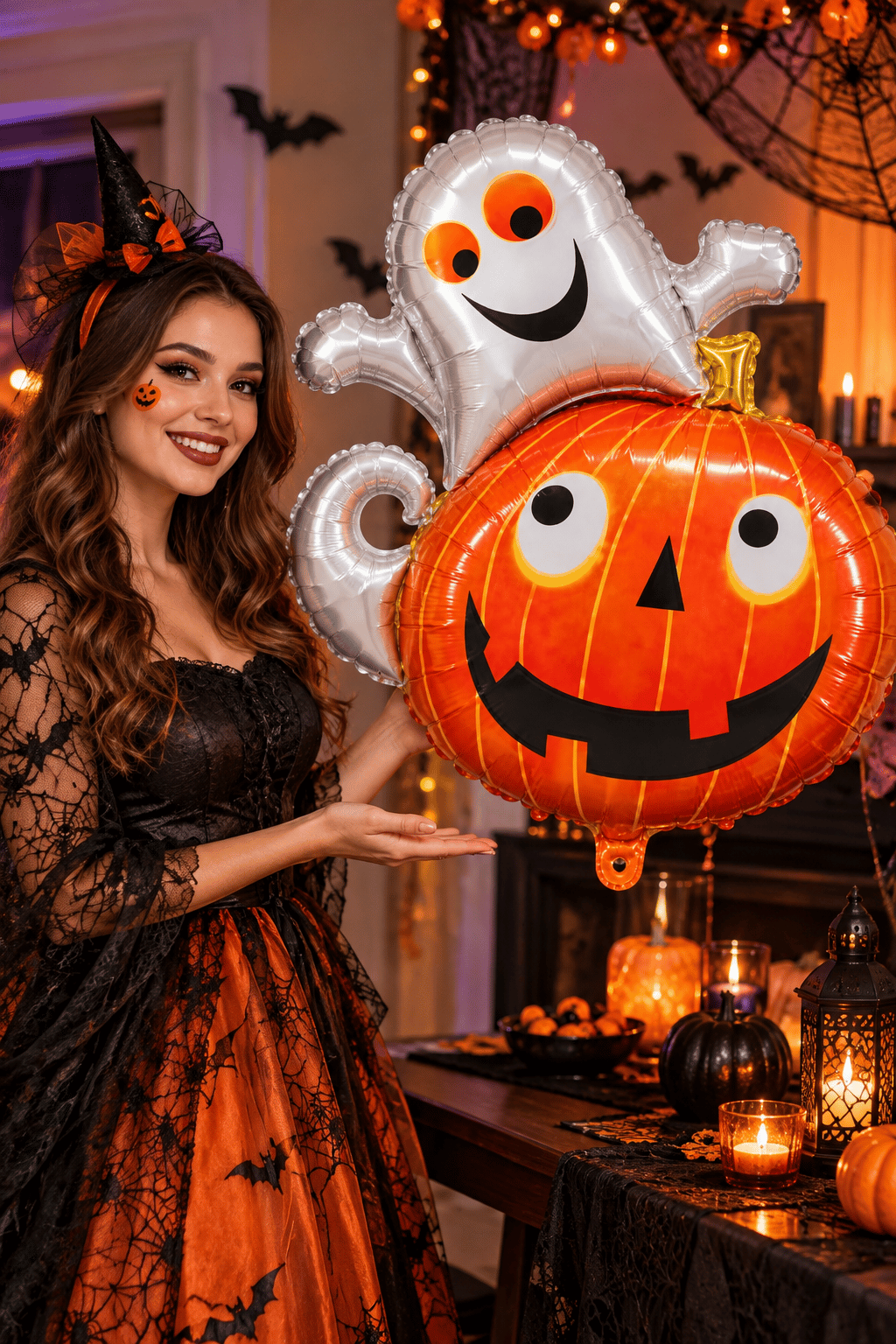 Folyo balon Halloween balkabağı hayaletli 80x60cm