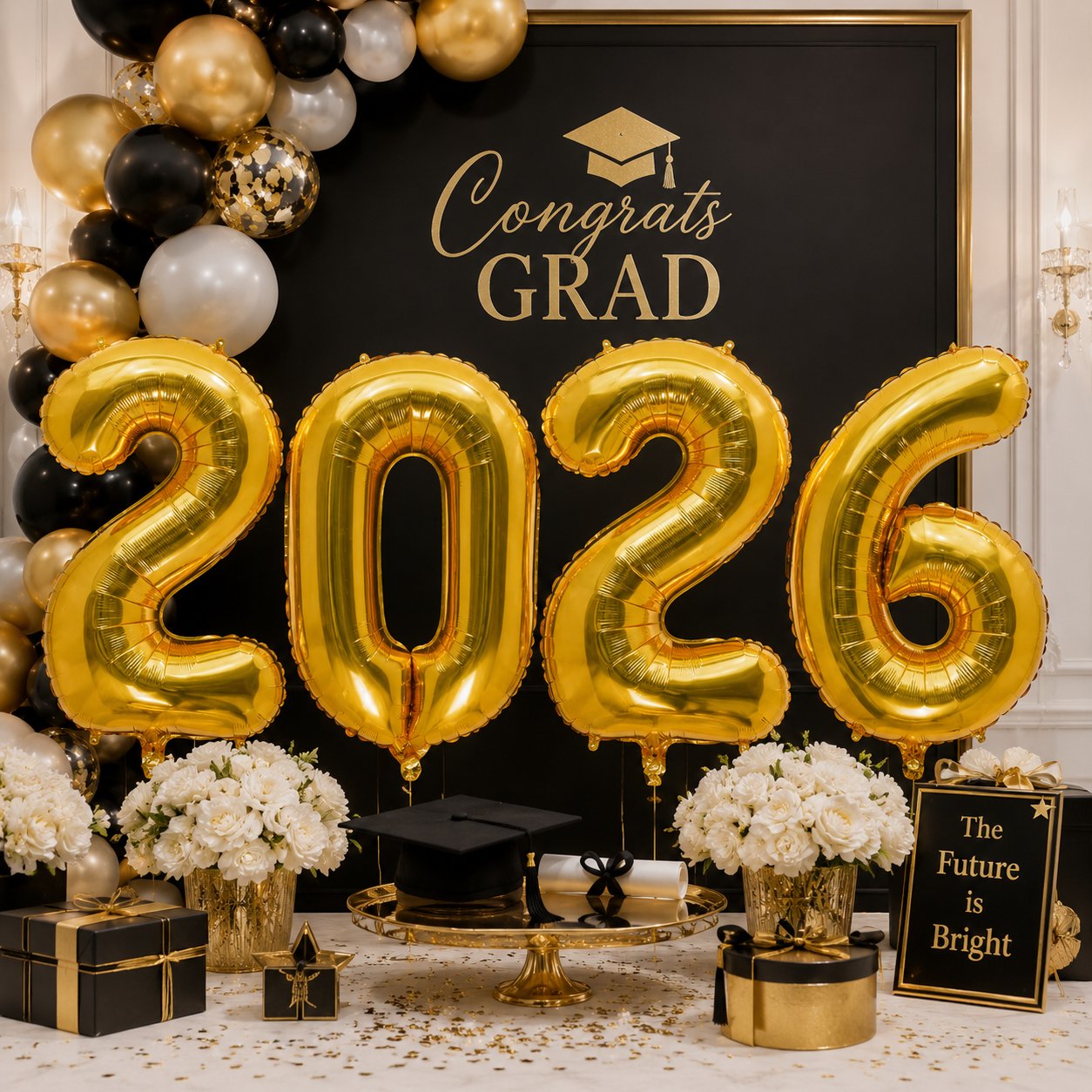 Folyo Balon Mezuniyet 2026 Gold-Altın set 40 inç 100 cm 4 rakam