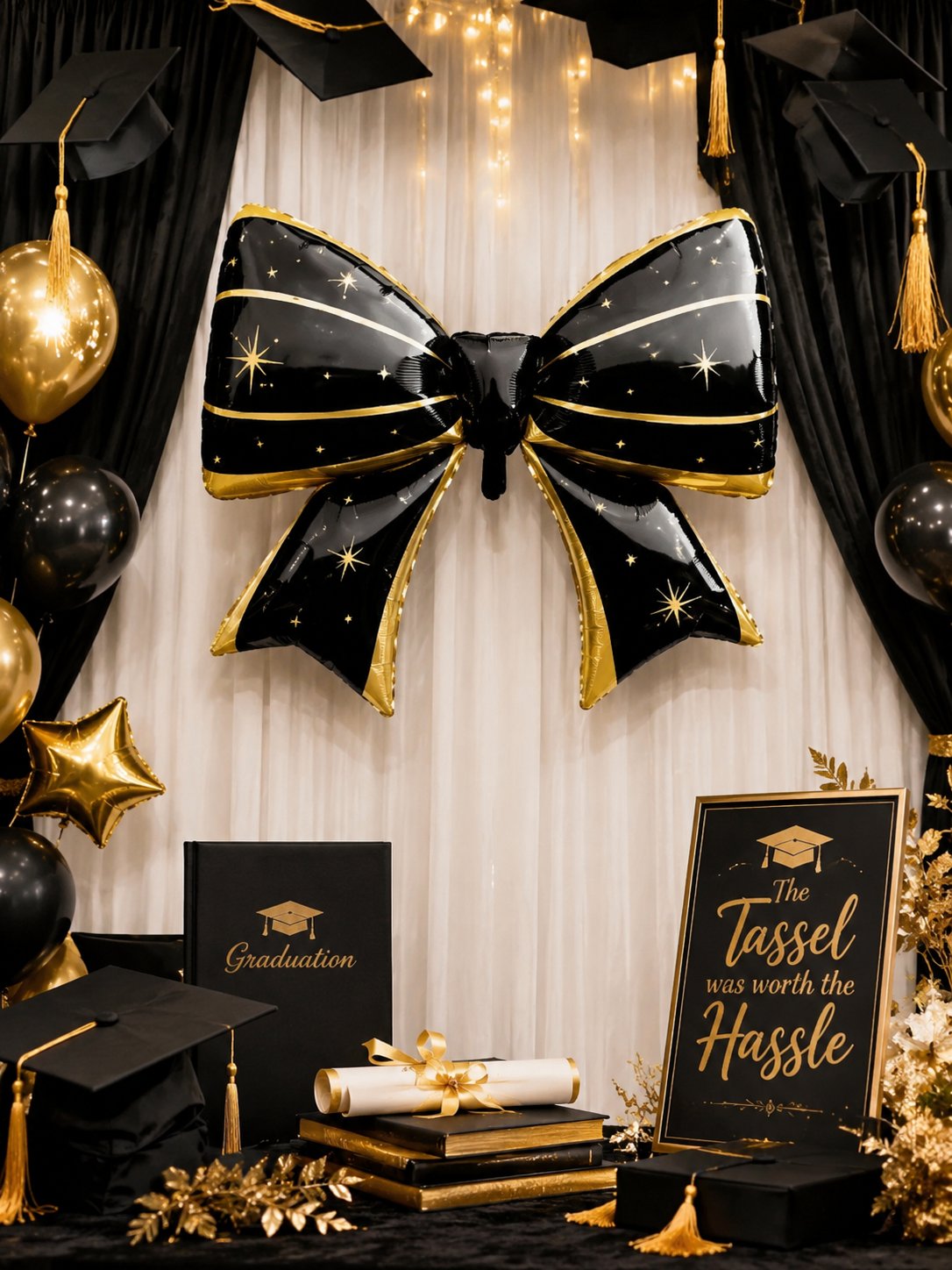 Folyo Balon Mezuniyet Fiyonk Folyo Balon Siyah Gold 98*75 cm