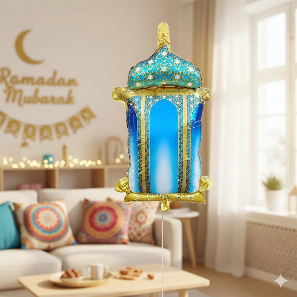 Folyo Balon Ramazan Mavi Kandil 45cm