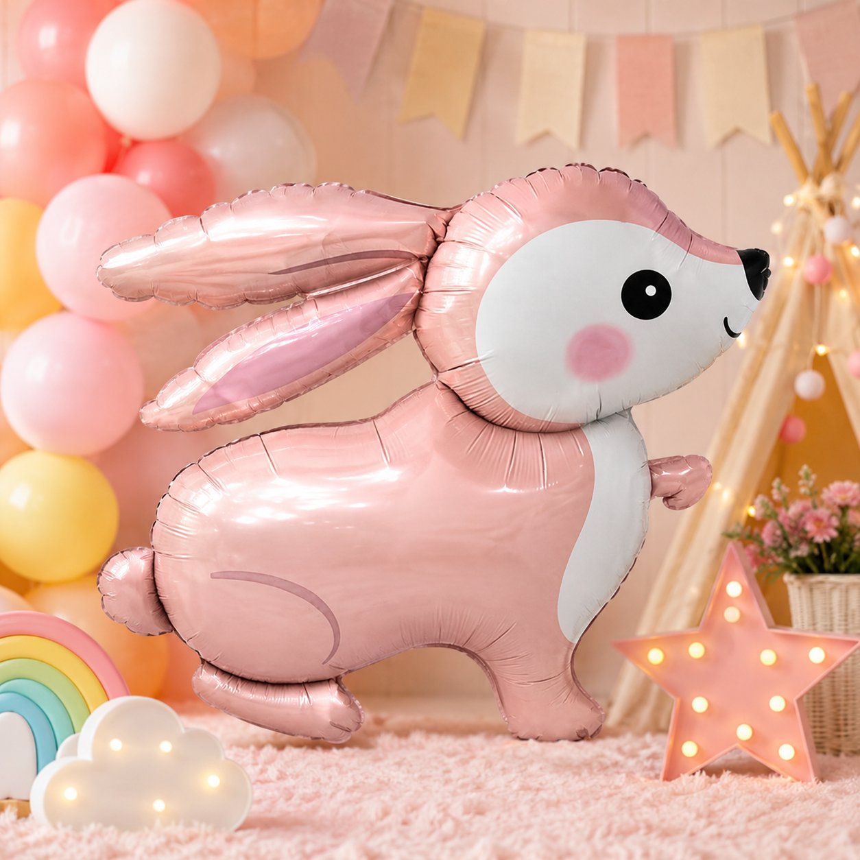Folyo Balon -Retro Tavşan-60x59 pembe