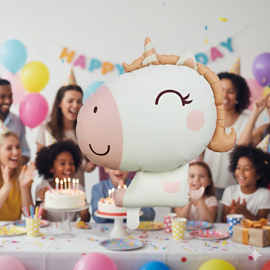 Folyo Balon Retro Unicorn Karamel PEMBE 51*54 cm