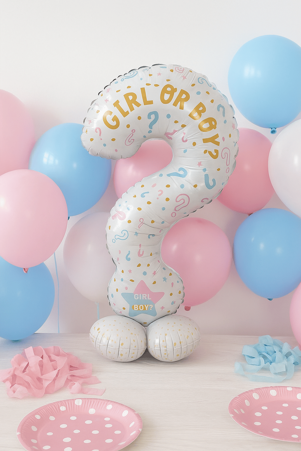 Folyo Balon  SORU İŞARETİ 60x110cm Cinsiyet Partisi Ayakta Durabilen Cinsiyet Partisi Temalı Folyo Balon