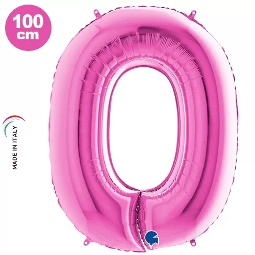 Folyo Rakam 0 (Sıfır) Pembe renkli 40 inç 100 cm GRABO doğum günü balonu