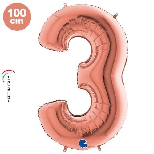 Folyo Rakam 3 Rosegold 40 inç 100 cm İKM-GRABO