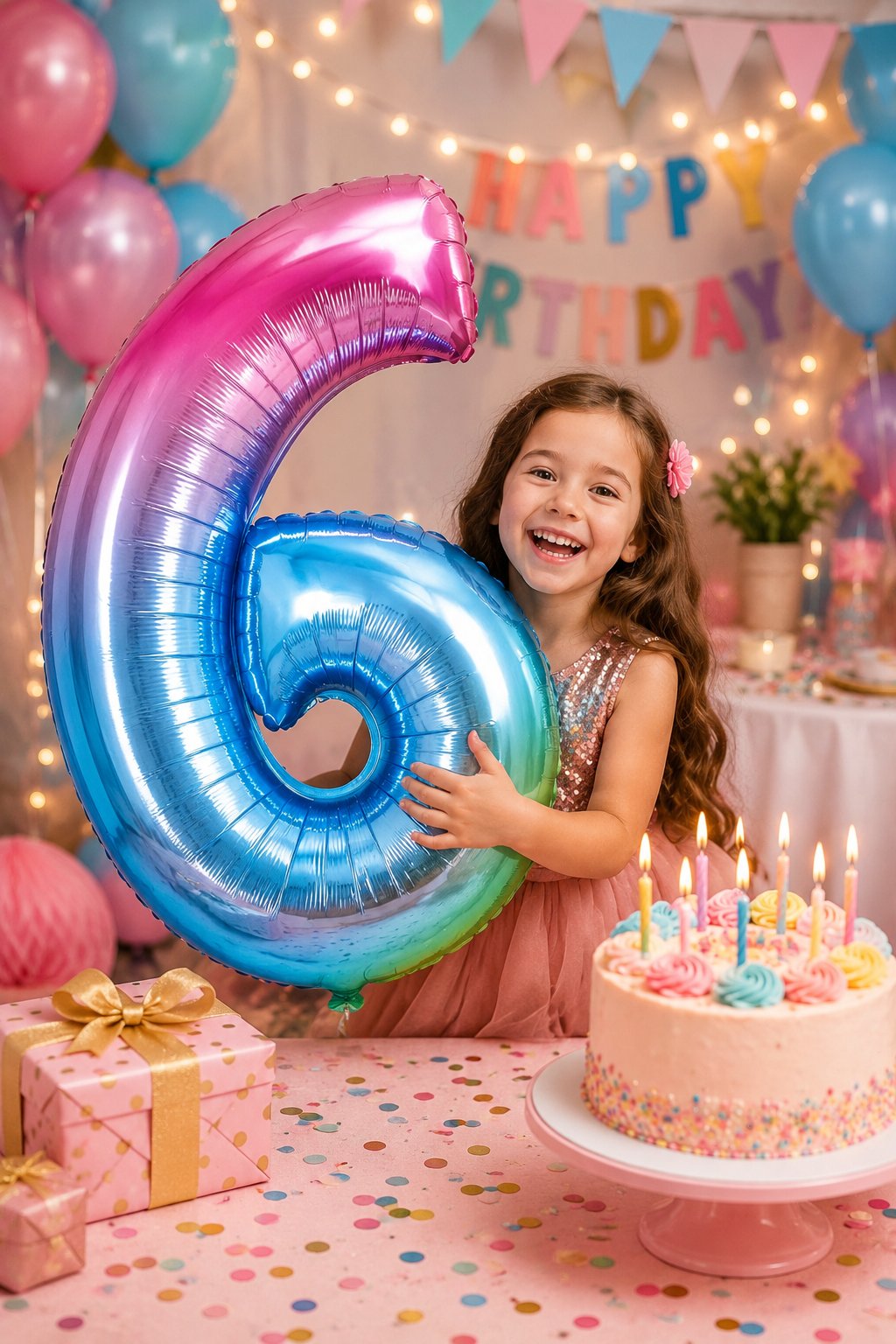 Folyo Rakam 6 Rengarenk 40 İnç 100 Cm ELİTE-HE2