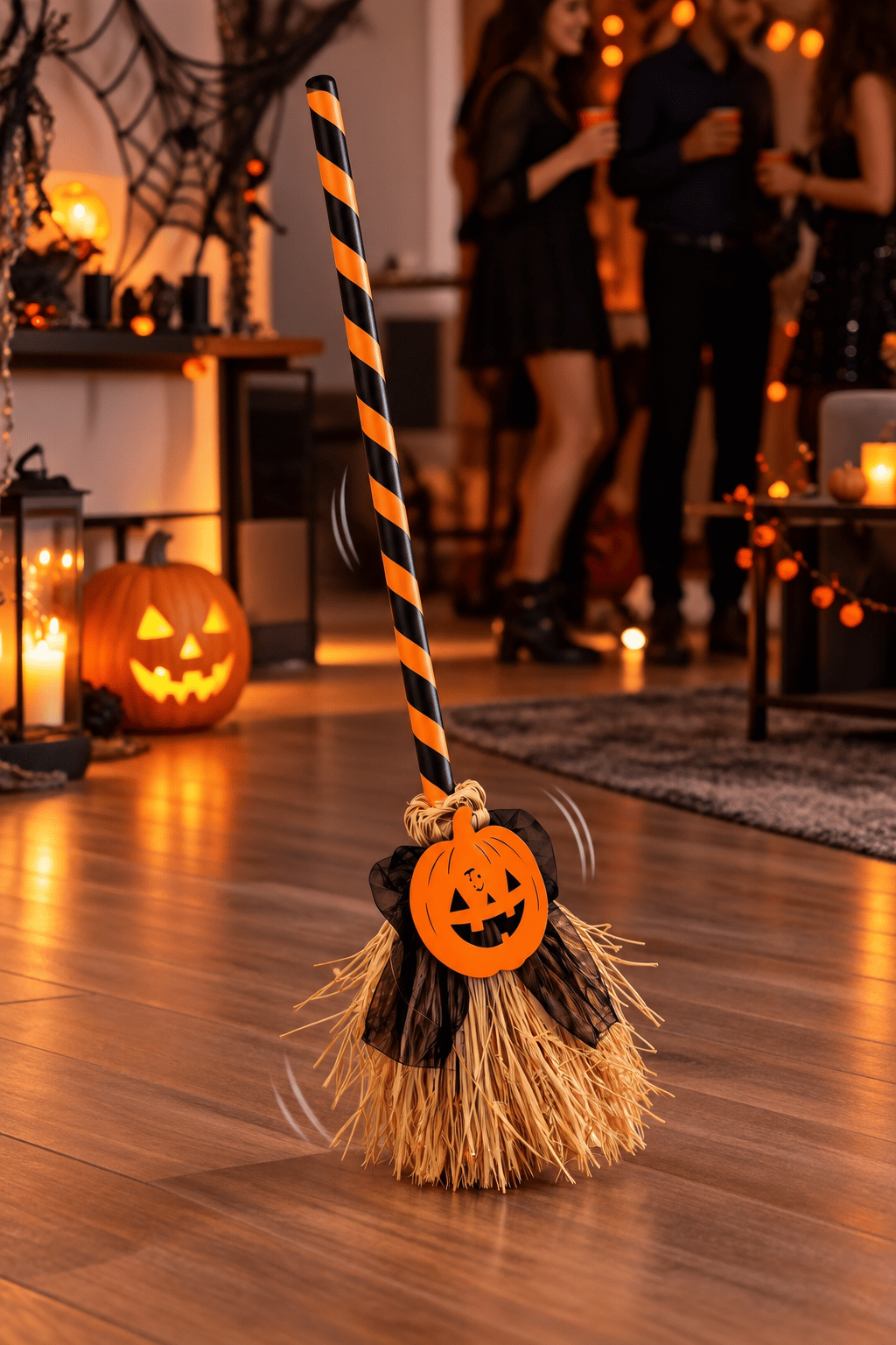 Halloween 79 CM Dans Eden Yürüyen sesli ışıklı süpürge Turuncu Balkabağı