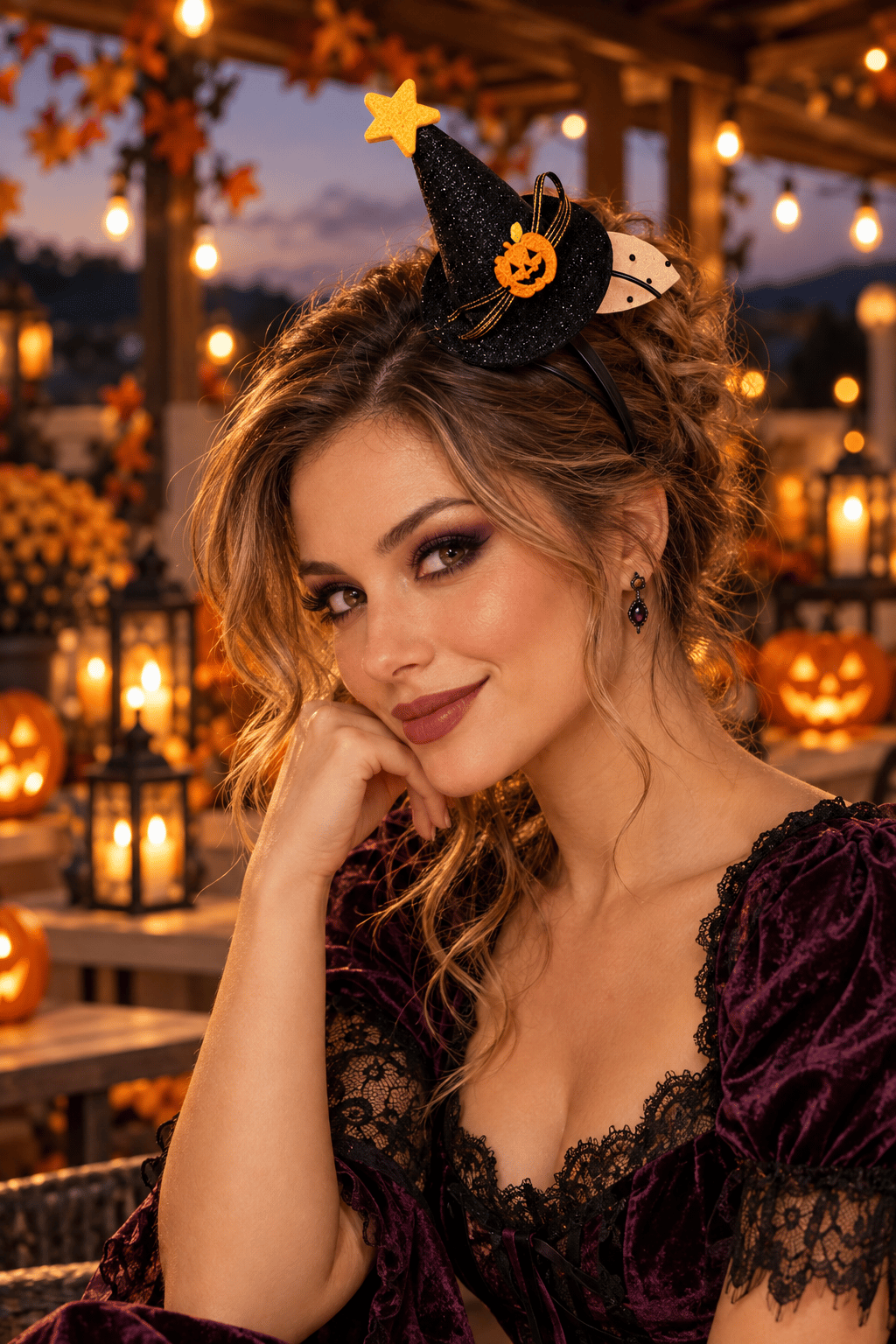 Halloween Cadıl.Siyah simli tüllü balk.yıld.mini ş