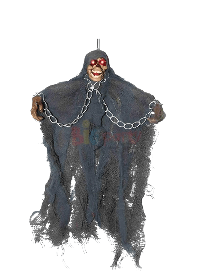 Halloween Cadılar Bayramı İskelet Korkuluk Işıklı Sesli 30 cm Yeşil. Korku Aksesuarı