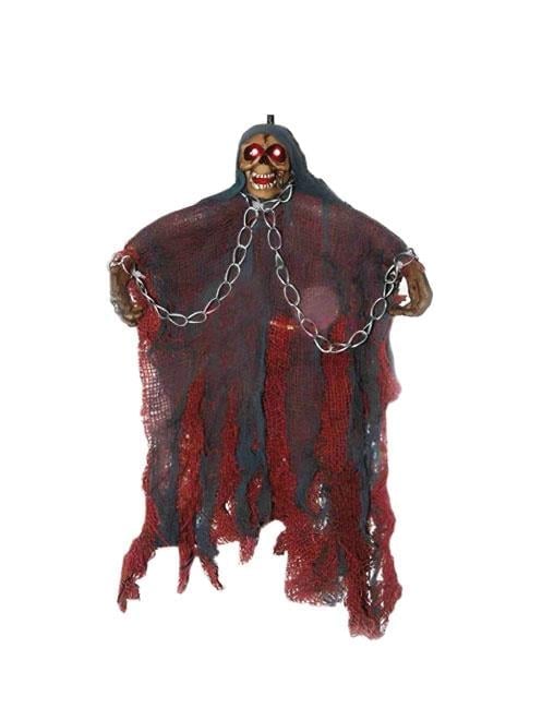 Halloween Cadılar Bayramı İskelet Korkuluk Işıklı Sesli 30 cm Kahverengi. Korku Aksesuarı