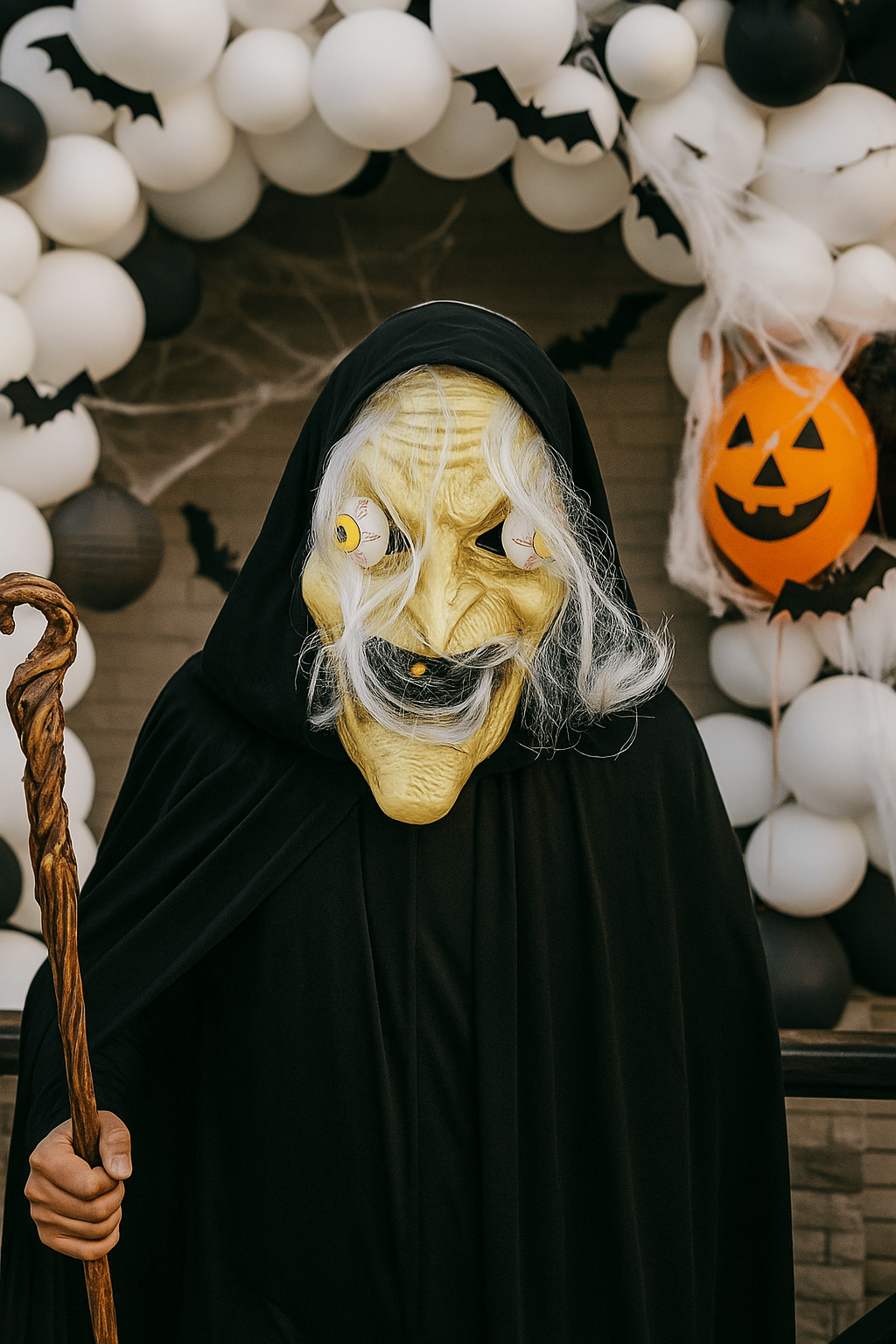 Halloween Cadılar Bayramı Maske Pörtlek Göz Cadı Model Saçlı Tüllü Korku Maskesi