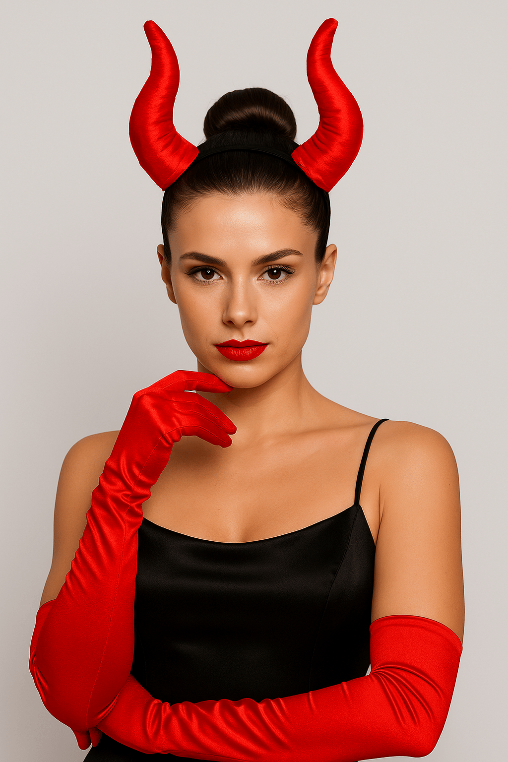 Halloween Cadılar Bayramı Taç Malefiz Kırmızı Çift Boynu Parti Kostümü Maleficent Taç
