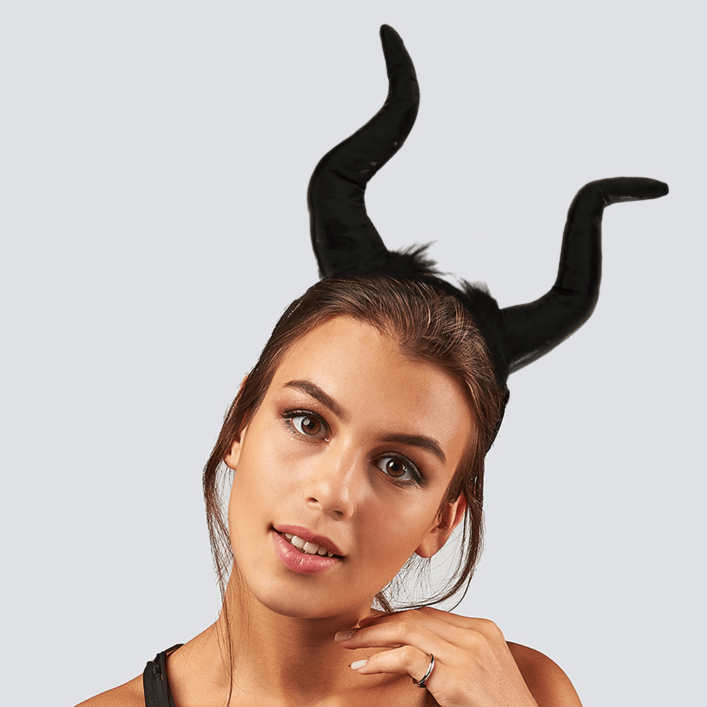 Halloween Cadılar Bayramı Taç Malefiz Siyah Çift Boynu Parti Kostümü
