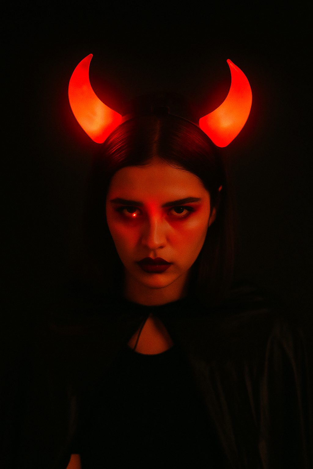 Halloween Cadılar Bayramı Taç Şeytan Tacı Işıklı Büyük Boynuzlu Pilli Parti Kostüm Aksesuarı
