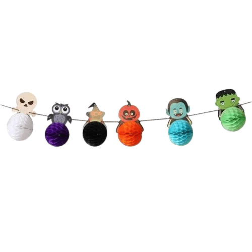 Halloween Cadılar Bayramına Özel 6 Figürlü petek süsü Asmalı Korku süsü 10cm çapında
