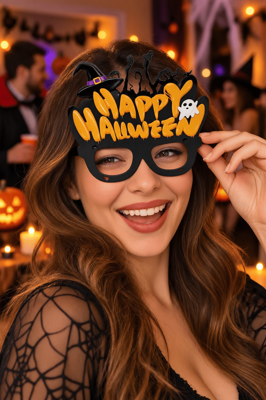 Halloween Gözlük PVC Kaplı Gözlük Cadı Şapkalı Model