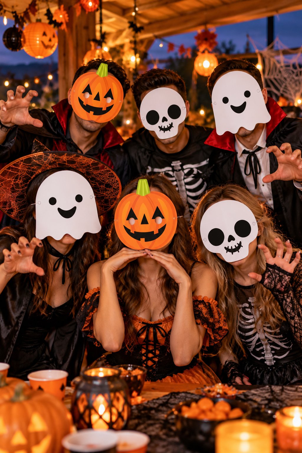 Halloween Karton maske 6lı Lastikli