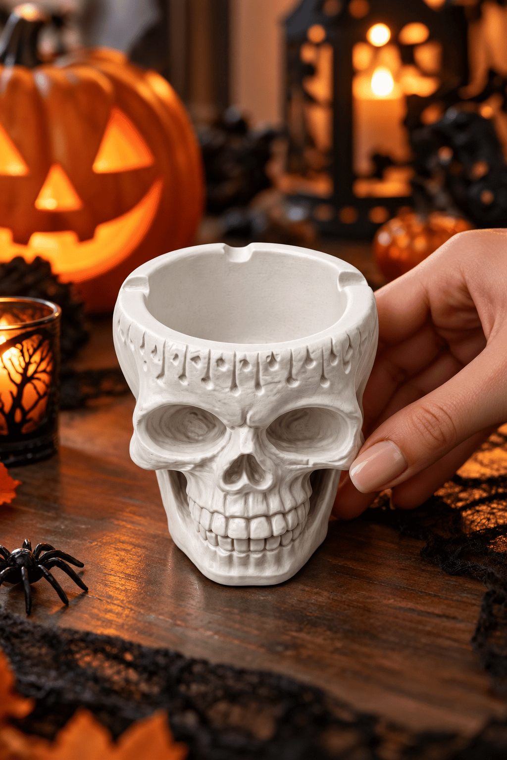 Halloween Kuru Kafa Kül Tablası  Cadılar Bayramı 8,5 CM