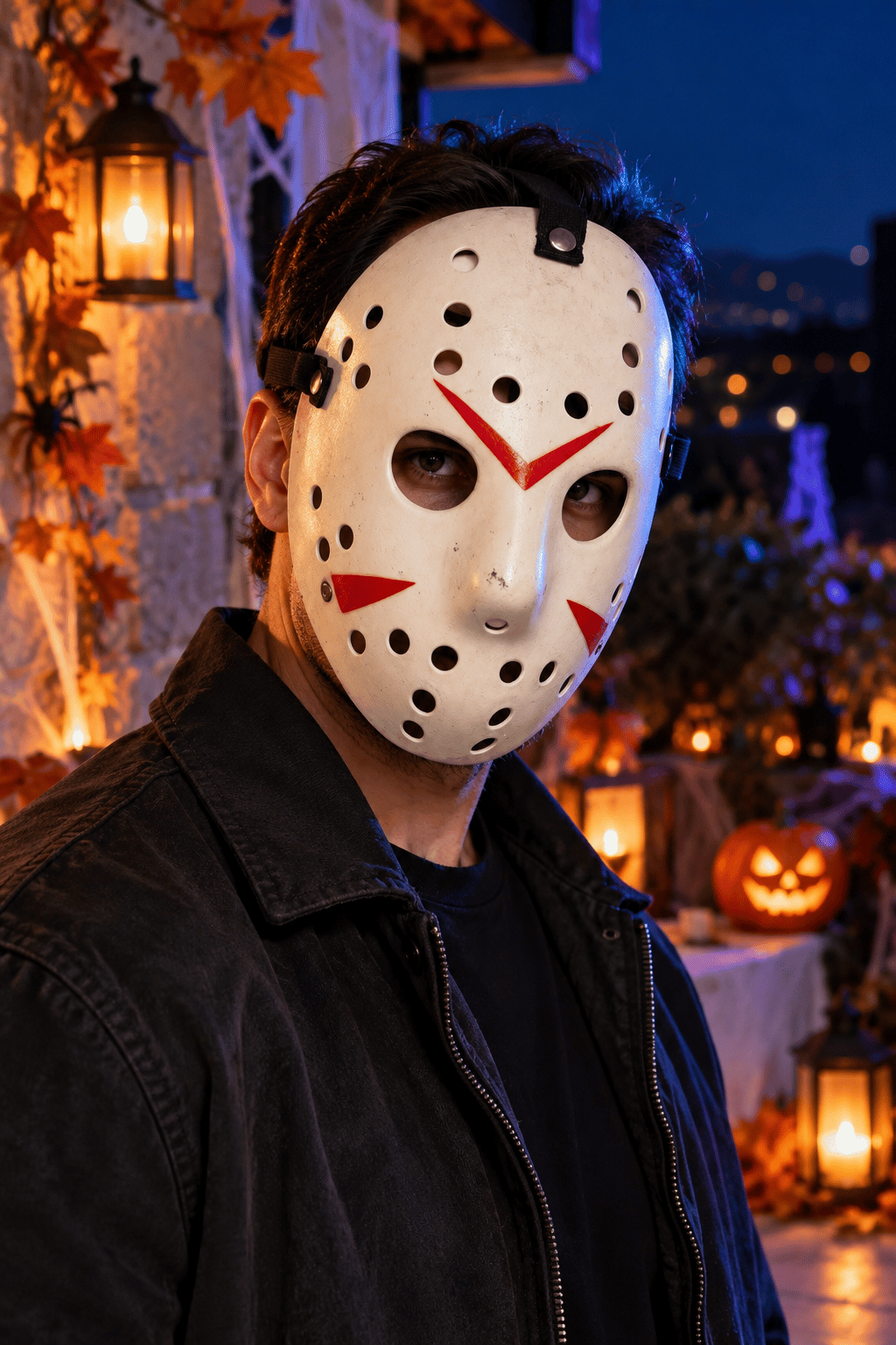 Halloween Maske Jason Kırmızı Şeritli Beyaz