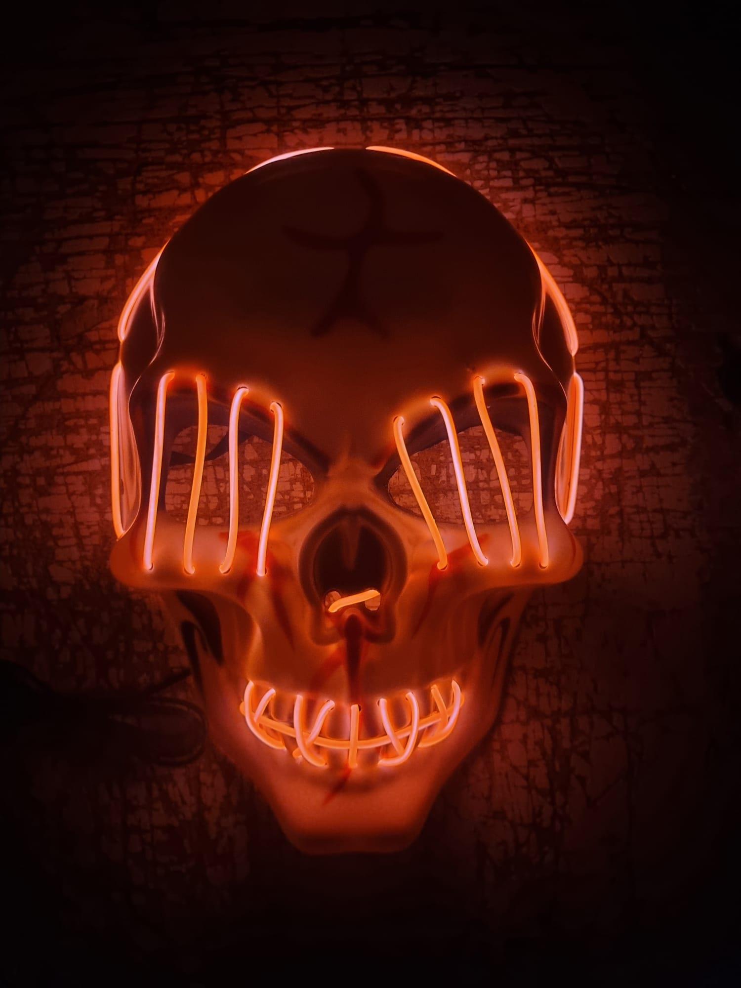 Halloween Maske Kuru kafa Işıklı Fosforlu Turuncu