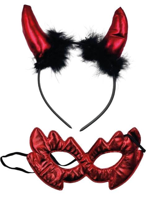 Hallowen-Cadılar Bayramı kırmızı saten taç gözlük(maske) şeytan boynuzu korku temalı taç gözlük