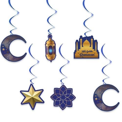 Hoş Geldin Ramazan Asma Tavan Süs 6 Adet Mavi