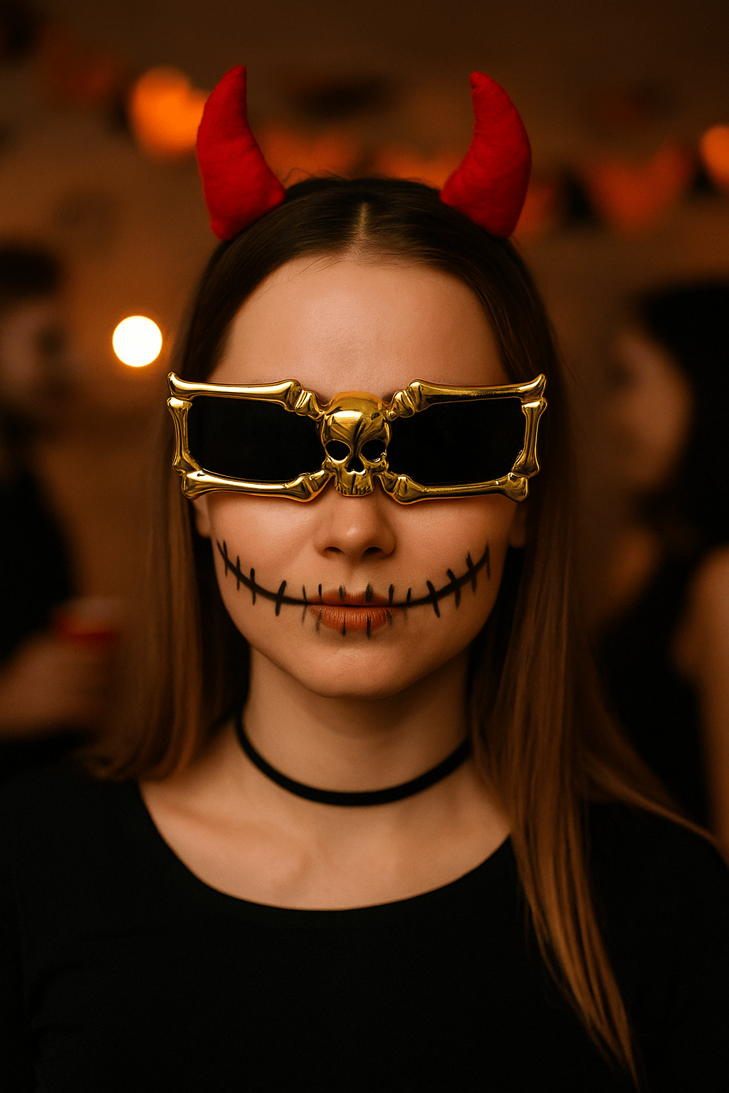 İskelet Kemik Temalı Altın Parti Gözlüğü