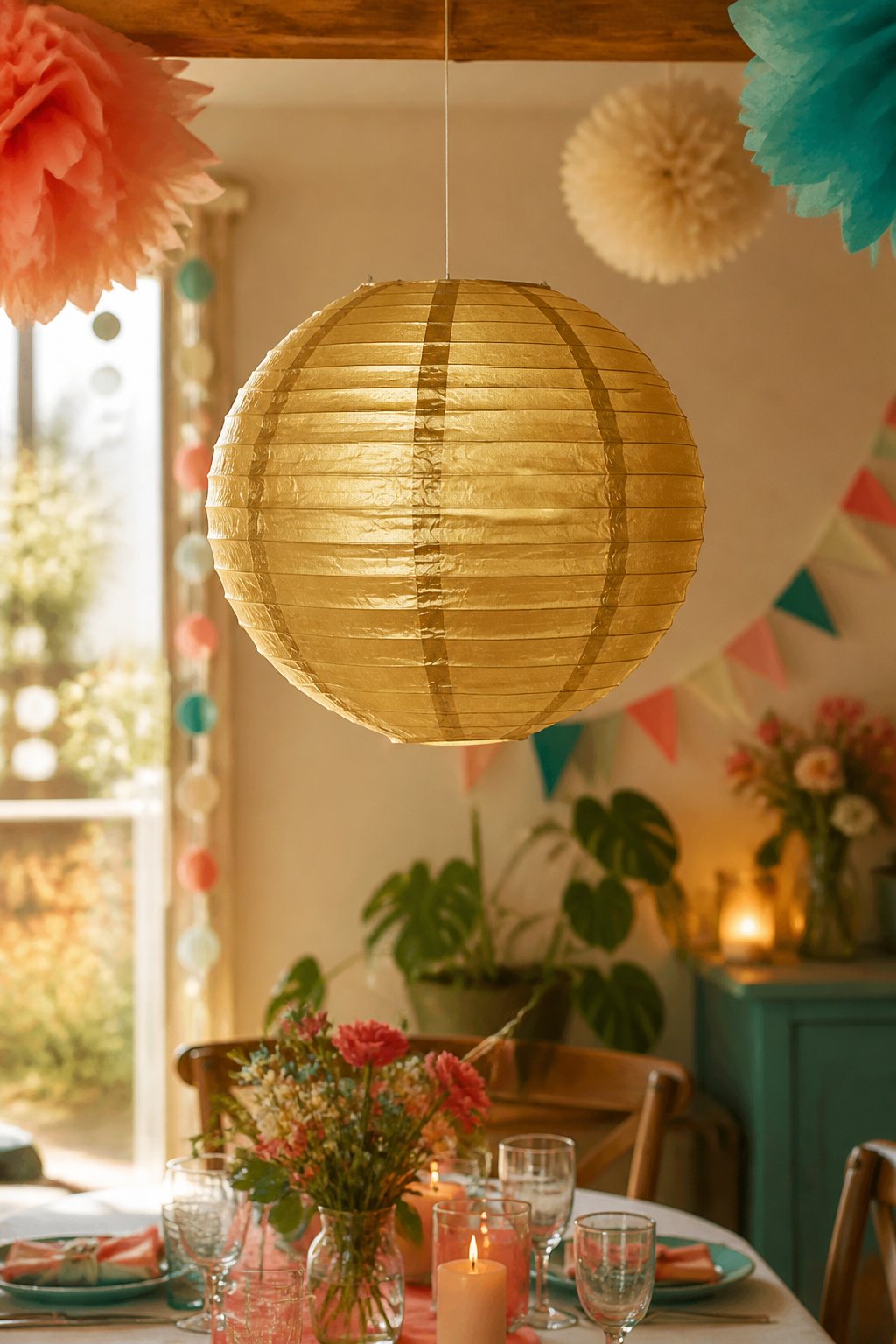 Japon Feneri Metalik gold  30cm