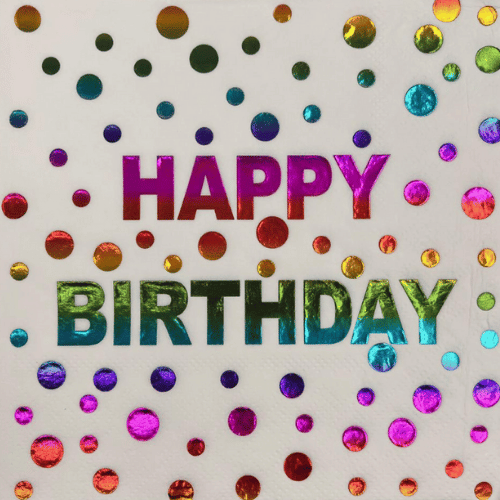 Kağıt Peçete Varak baskılı Happy Birthday Renkli Model 20 ParçaKağıt Peçete Varak baskılı Happy Birthday Renkli Model 20 Parça