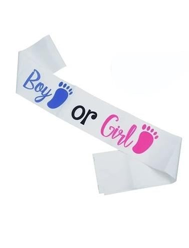 Kuşak BOY or GİRL Cinsiyet partisi.saten üstü pembe mavi ve bebek ayaklı kuşak