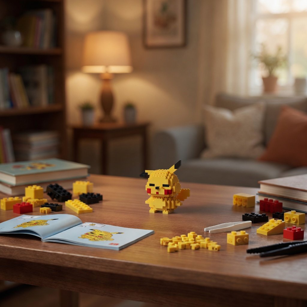 Lego Bricks 3D Pikachu Yapım Seti Eğitici Oyuncak Blok Model Koleksiyon