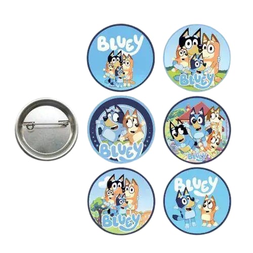 Lisanslı Yaka çanta metal rozeti Bluey Temalı 6lı paket Pinyata İçi Doğum Günü Hediyesi