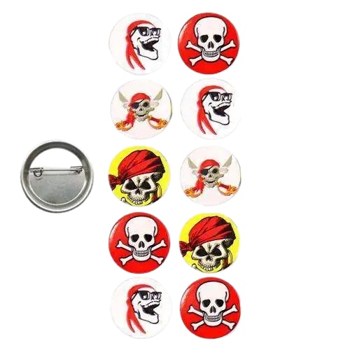 Lisanslı Yaka çanta metal rozeti Korsan Temalı 10 lu paket Pinyata İçi Doğum Günü Hediyesi-Hallowen Cadılar Bayramı