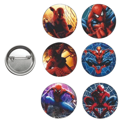 Lisanslı Yaka çanta rozeti Spiderman-Örümcek Adam 6lı Paket Pinyata İçi Küçük Hediyelikler