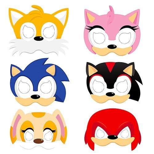 Maske 6 lı  SONİC KİRPİ  kağıt maske          