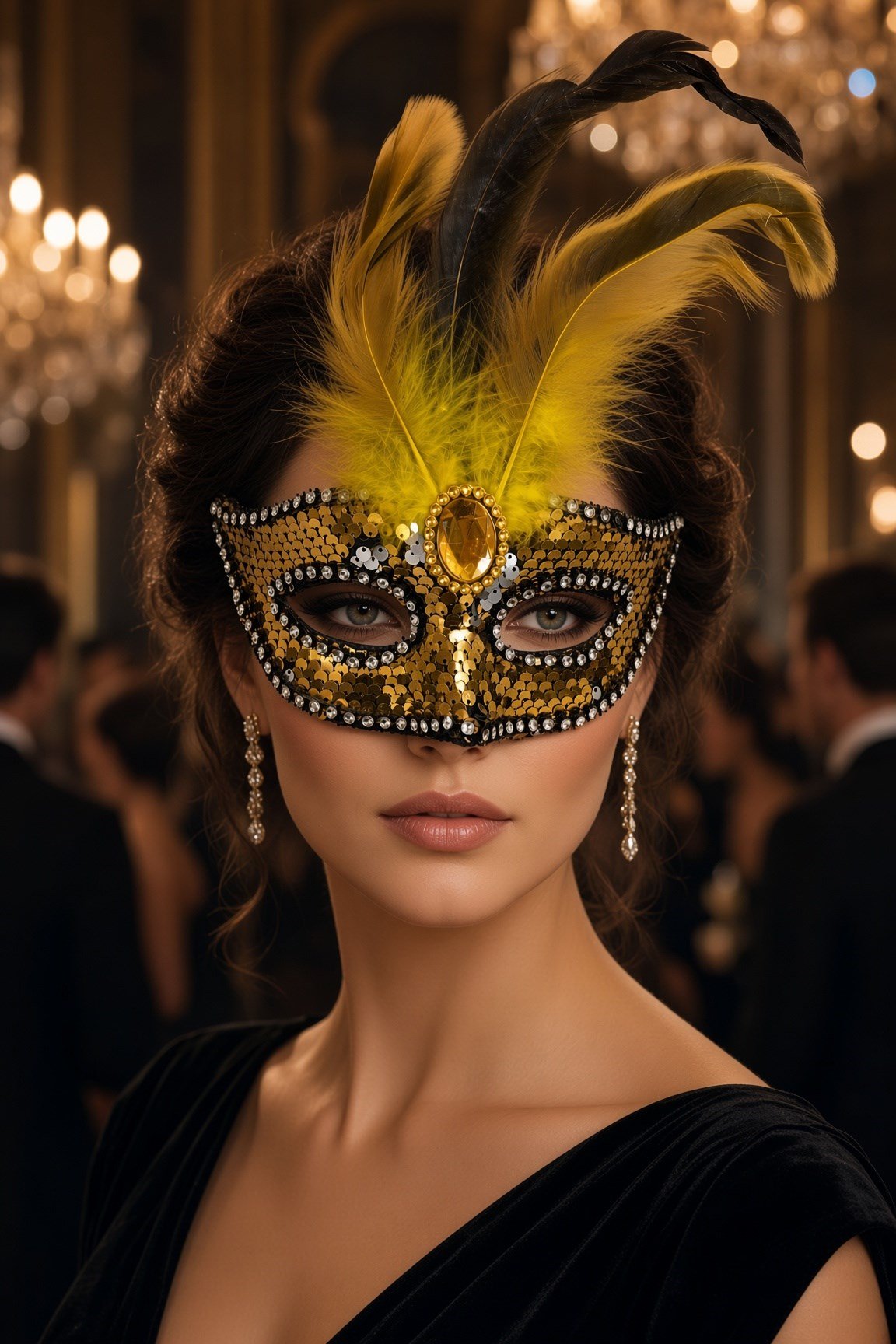 Maske Maske Pullu Tüylü Gold Maske Halloween Cadılar Bayramı