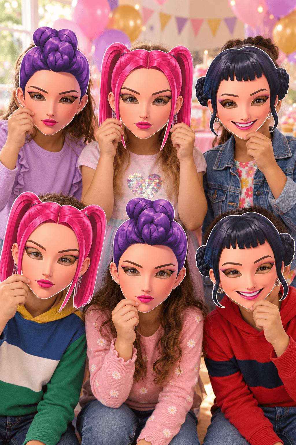 Maske  model 3 6 lı K-Pop Hunterix demon Karton Maske
