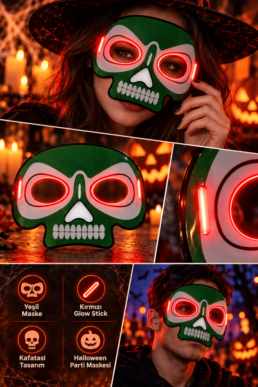 Maske parti maskesi KIRMIZI glow stick -