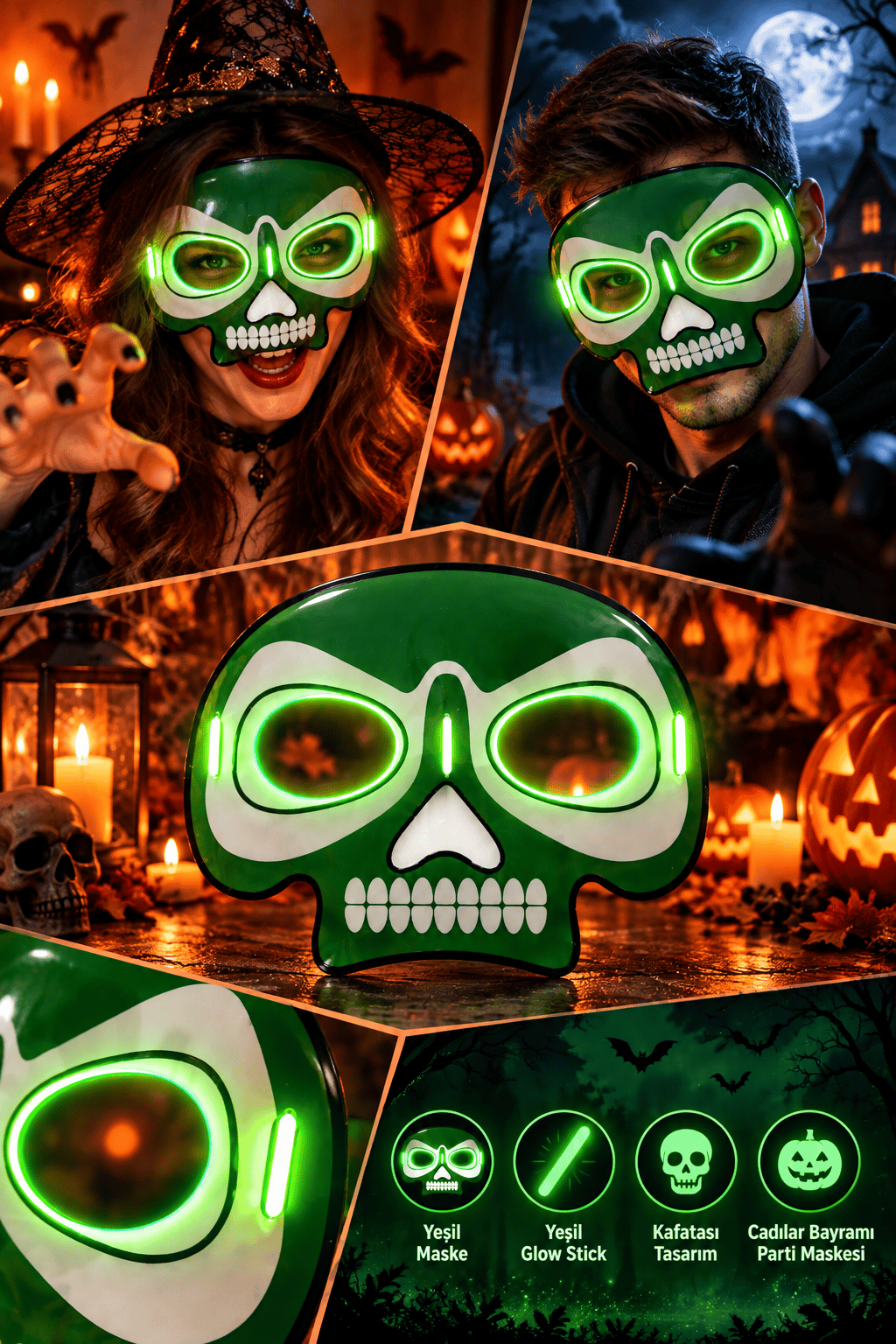 Maske parti maskesi YEŞİL glow stick -