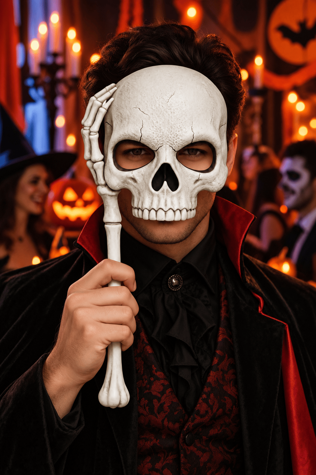 Maske Sopalı Kurukafa Maske Beyaz Halloween Cadılar Bayramı