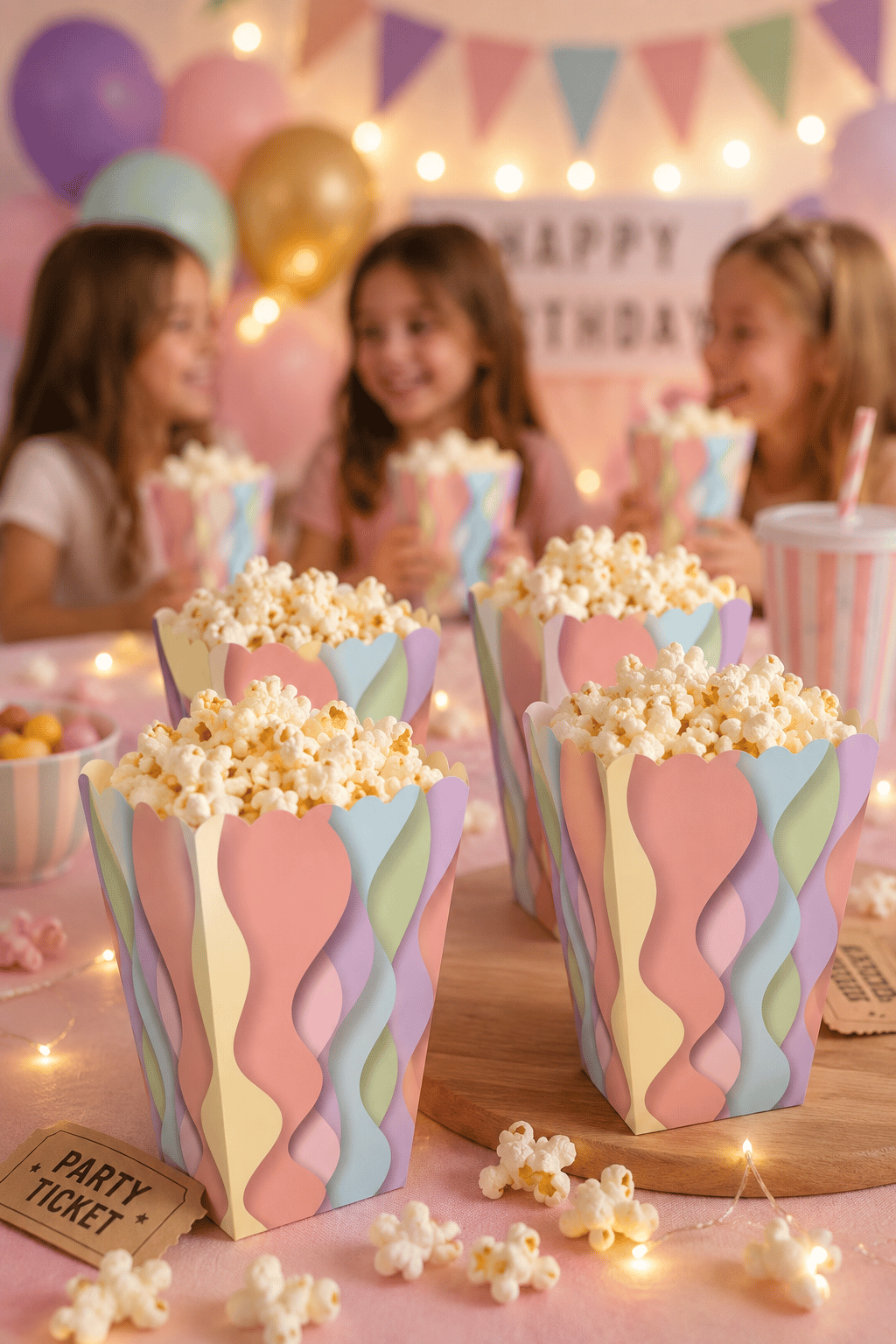 Mısır Kutusu Pop Corn Kutusu Dalgalı Makaron Desenli / 8 Parça