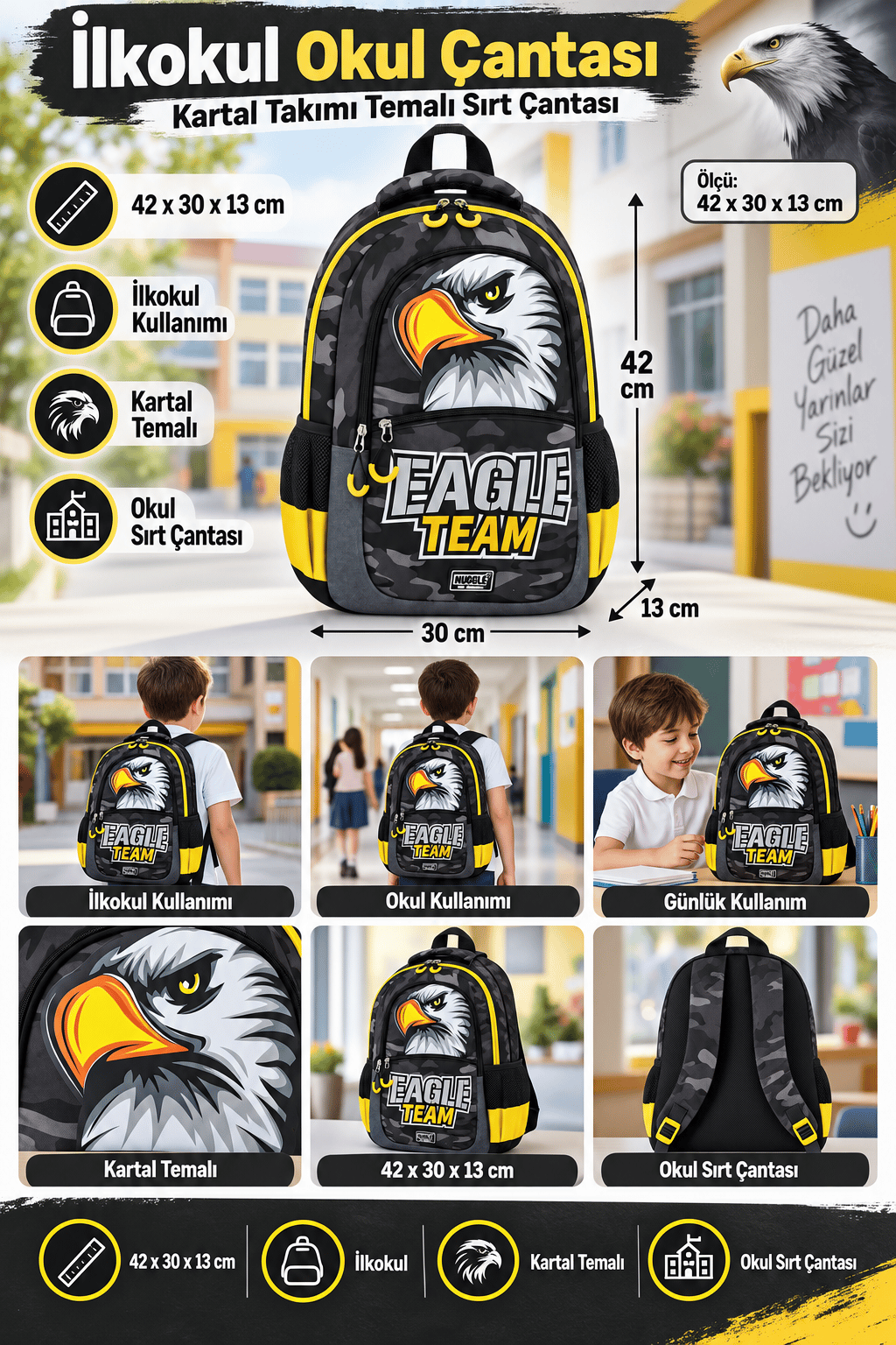 MUGGLE mu-9156 EAGLE Kol. İlkokul Çantası