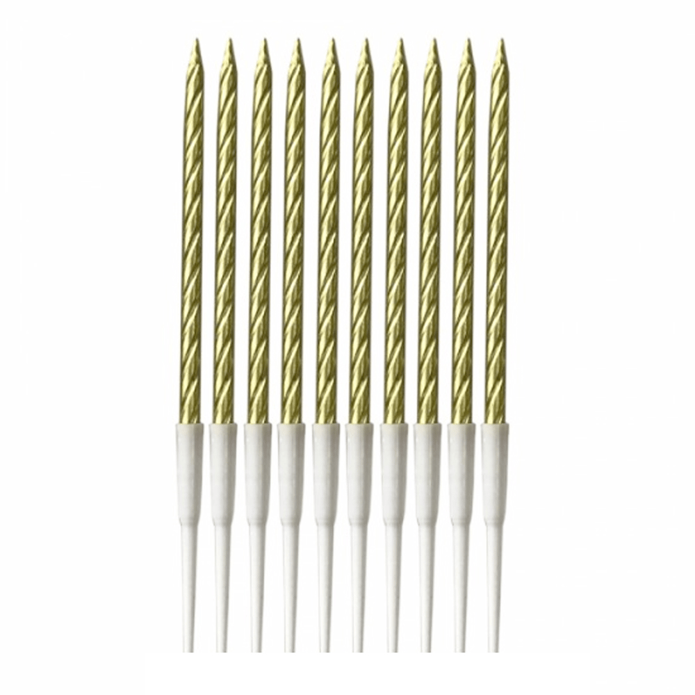 Mum 14 CM 10lu burgulu metalik simli ALTIN GOLD