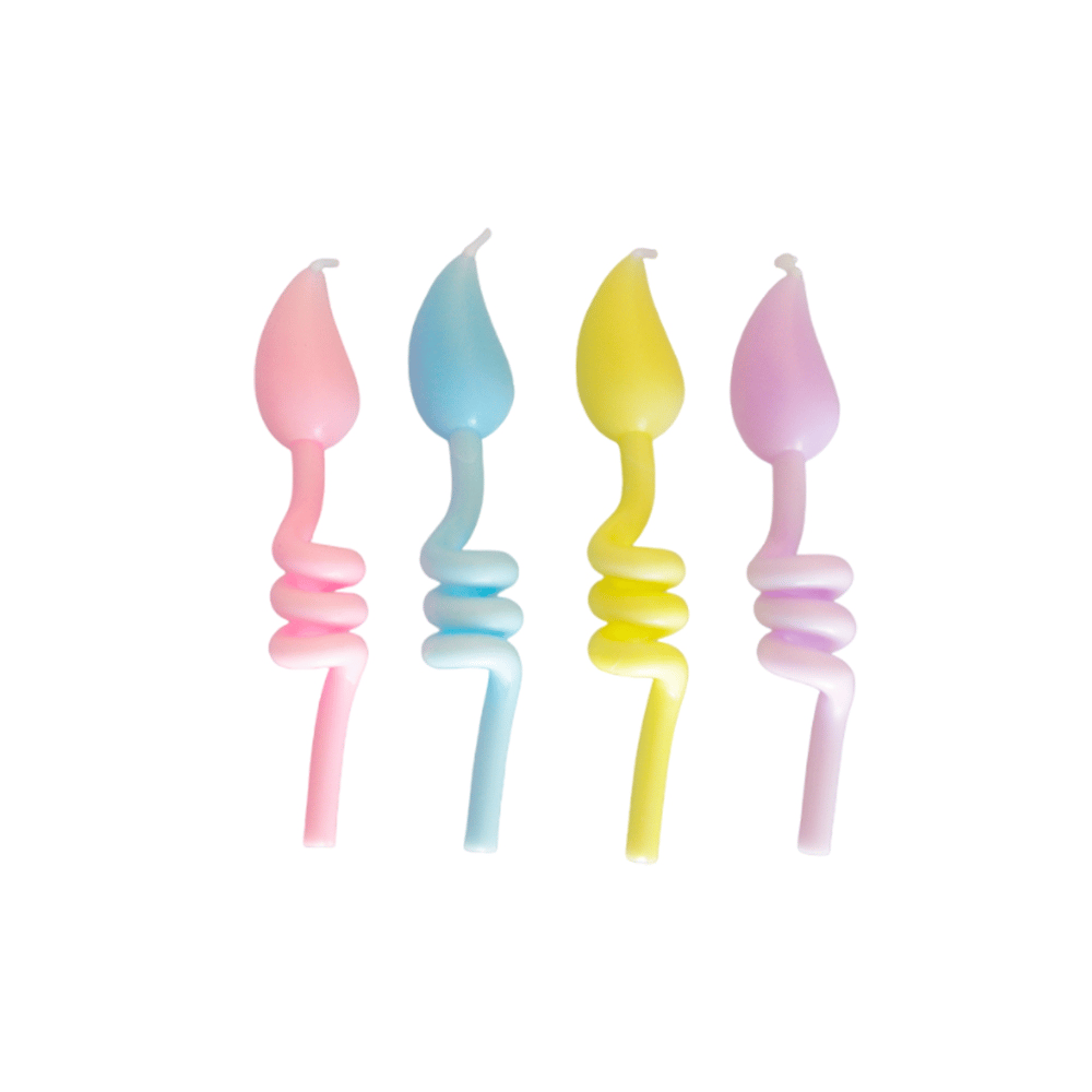 Mum Makaron Burgulu Alev Görünümlü 4lü Mum