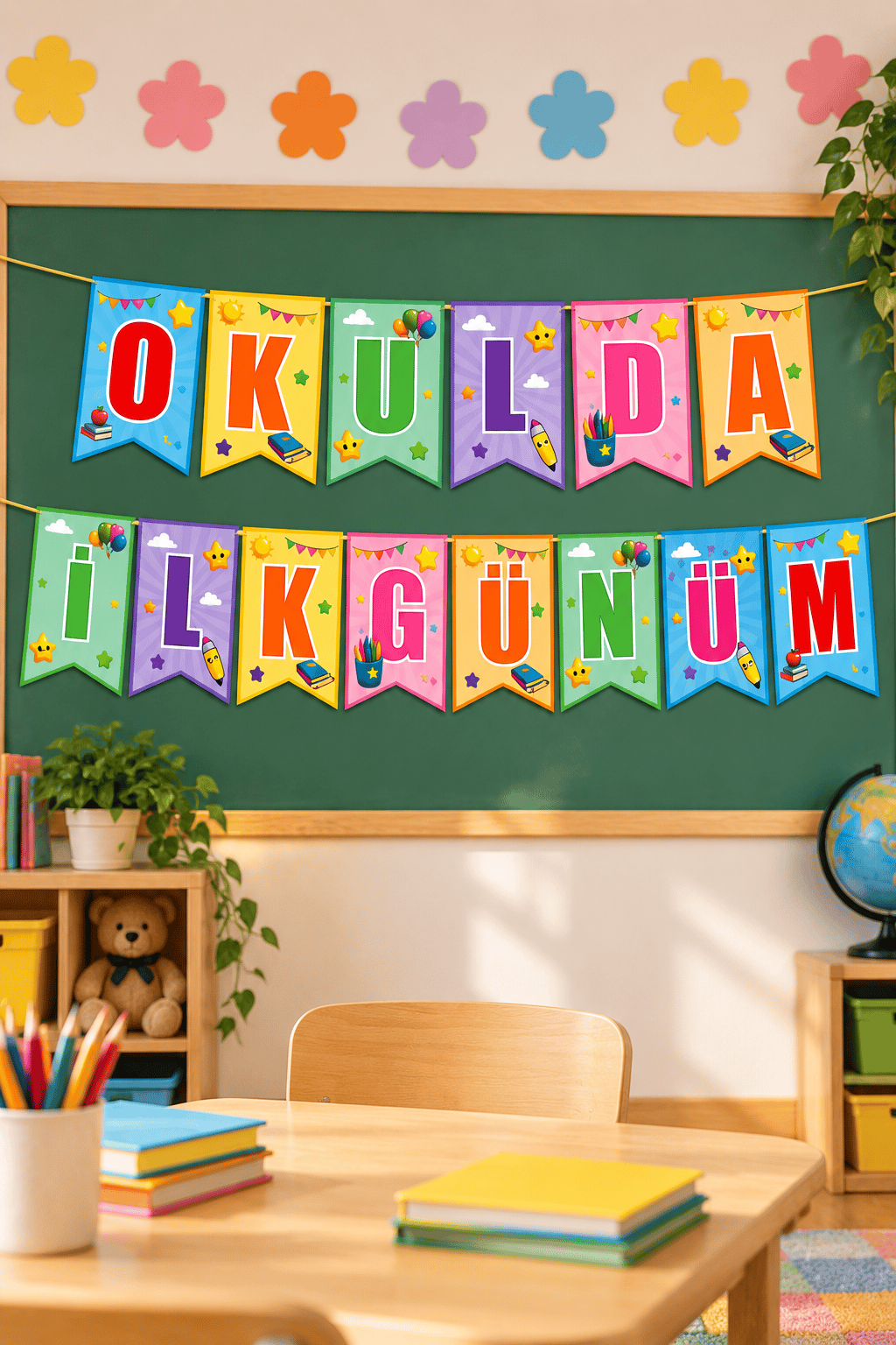 Okulda İlk Günüm Kırlangıç Banner Süs 17*170 cm