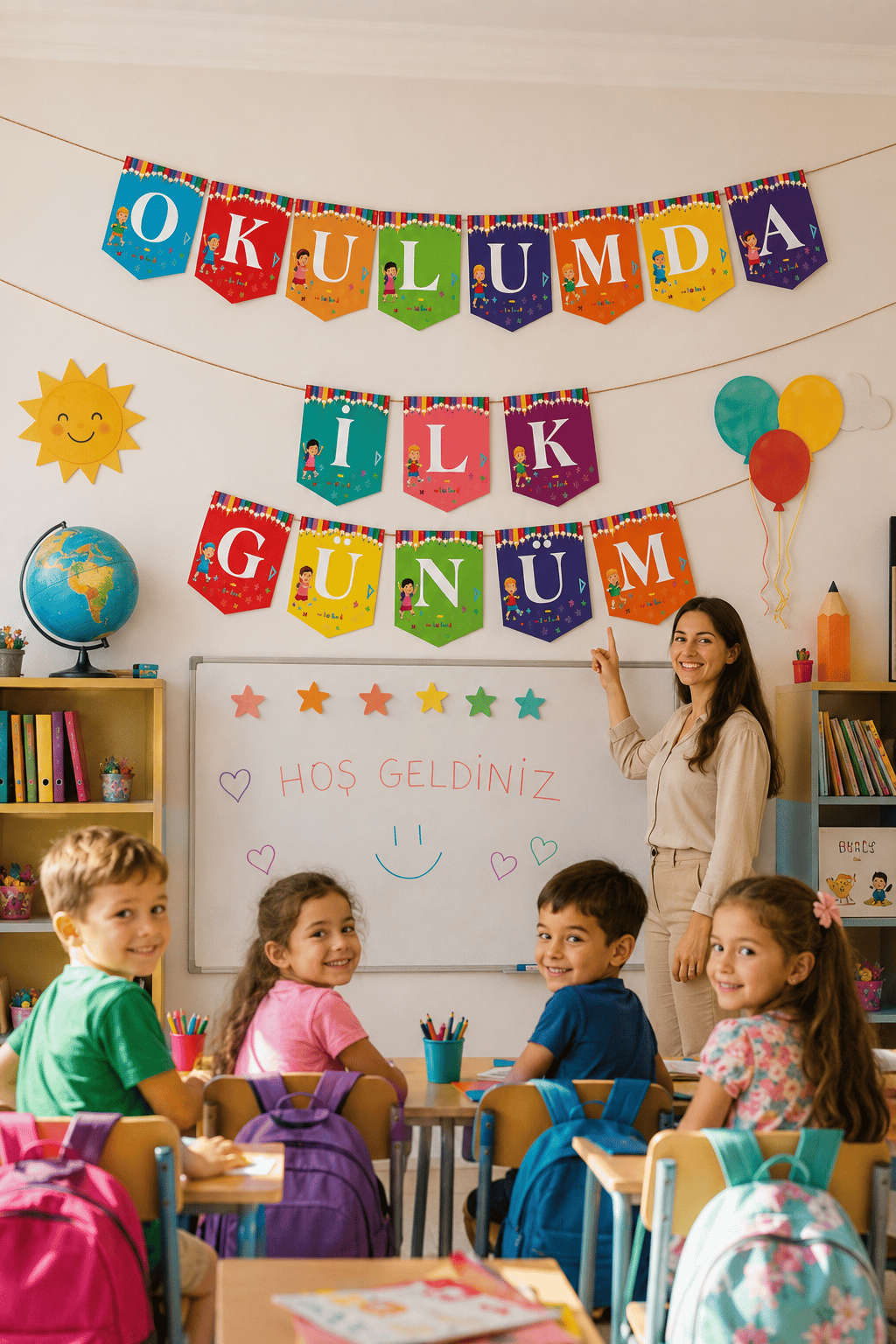OKULUMDA İLK GÜNÜM rengarenk Kağıt banner
