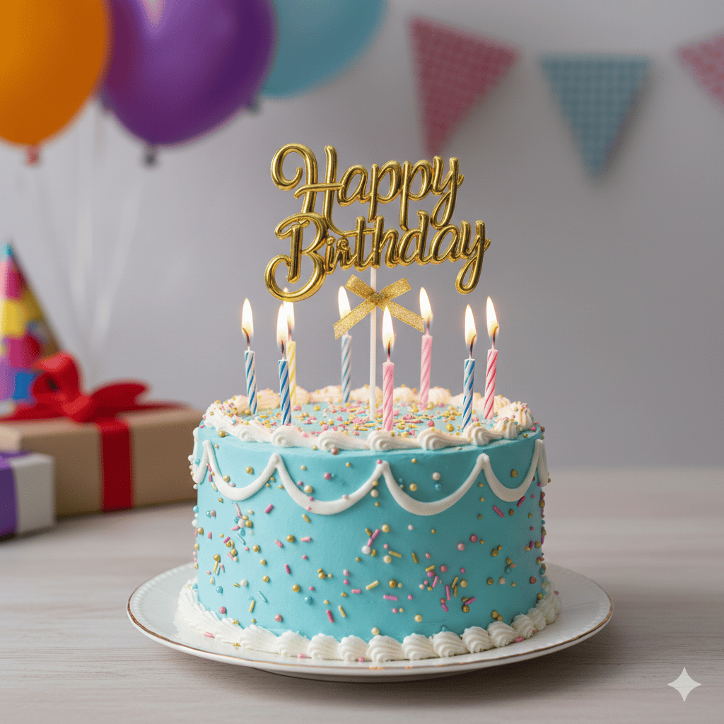 Pasta Süsü KROM Happy Birthday kürdan GOLD