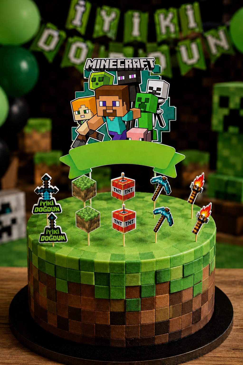 Pasta süsü Set Minecraft tekli büyük ve 10 lü kürdan set