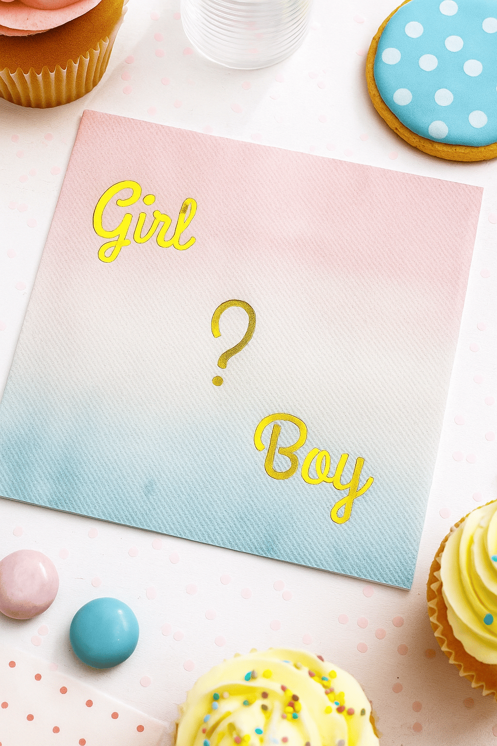 Peçete Cinsiyet Partisi Peçetesi Pembe Mavi Geçişli Girl Boy Yazılı Lüks Cinsiyet Peçetesi