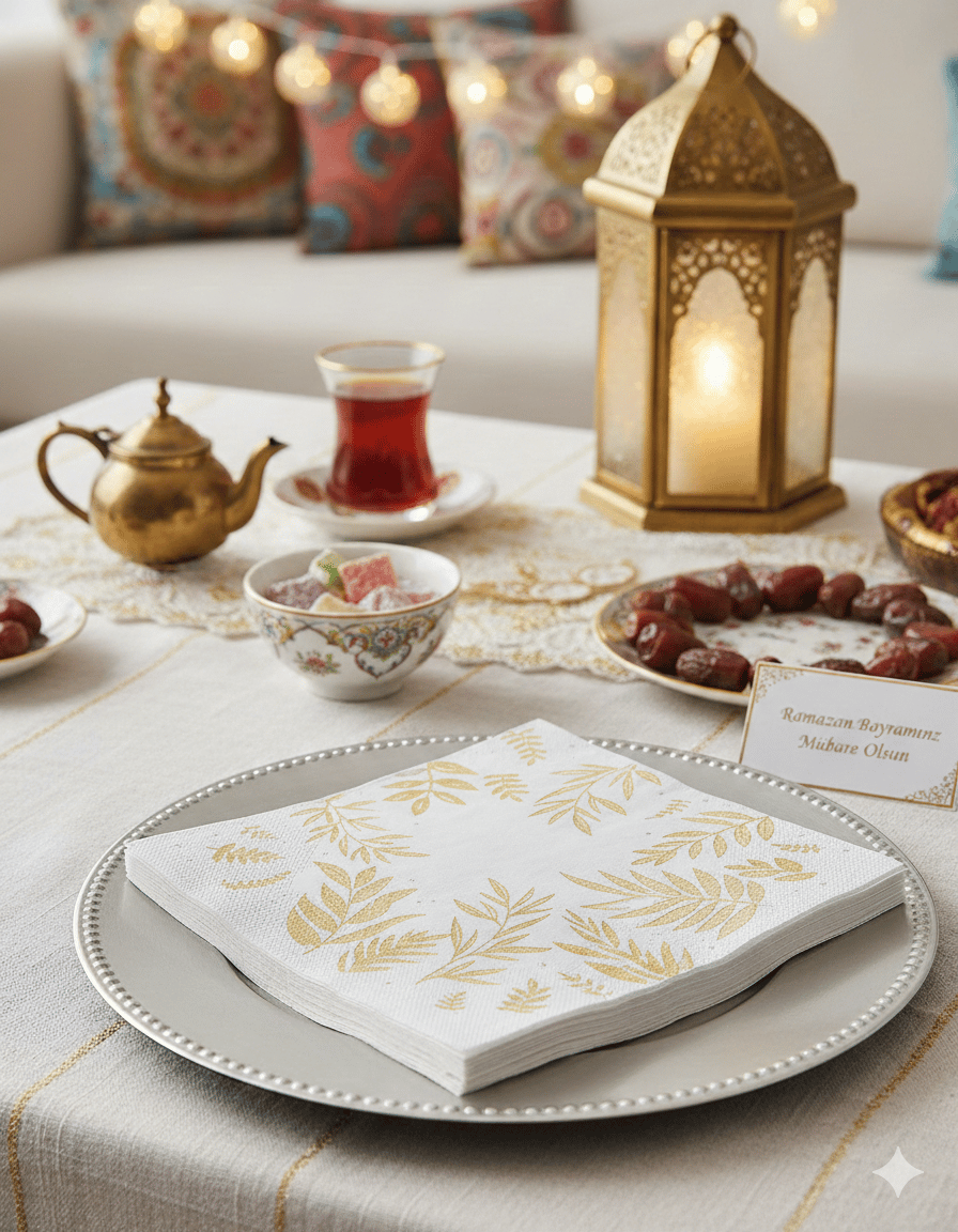 Peçete Varaklı Yaprak Model Altın 20 Parça